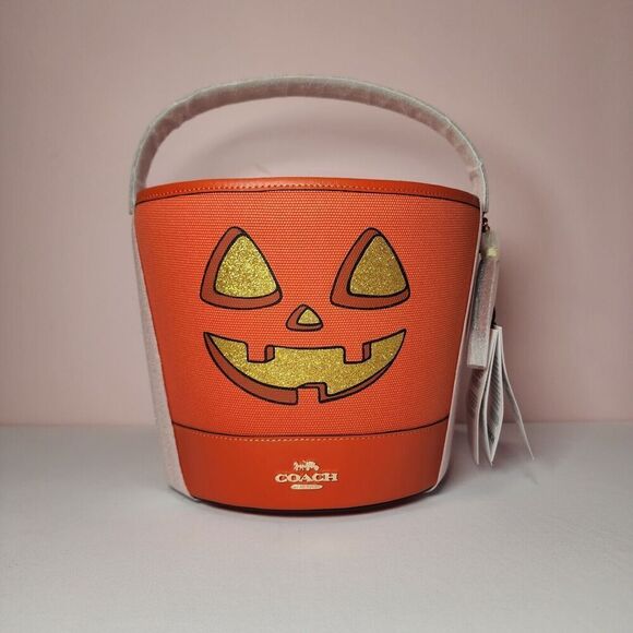 NWT Coach CW533 Halloween Trick Or Treat Bucket Bag Pumpkin Face - Picture 1 of 6